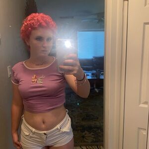 Pink and white butterfly baby tee - cropped #butterfly from aLab EVERYTHING GOES